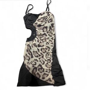 Leopard Print Black Dress